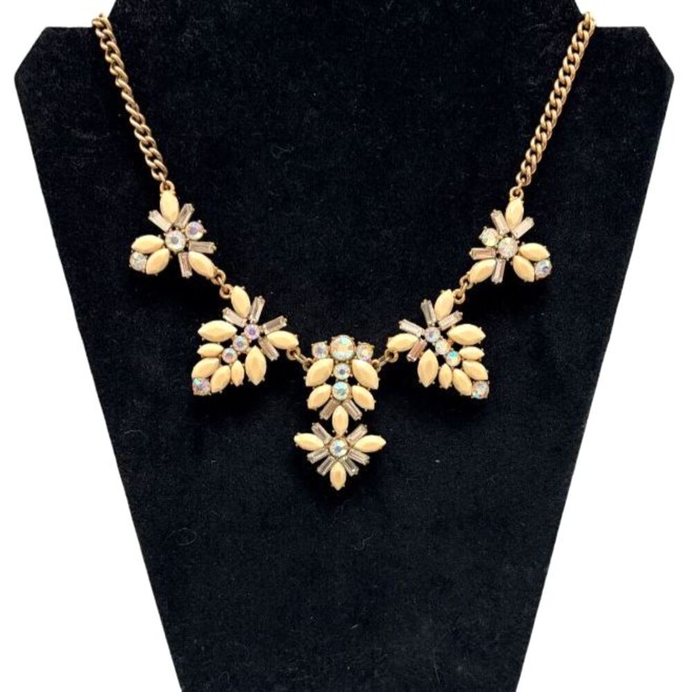 J.Crew Pastel Yellow/Cream Aurora Borealis Crystal Starburst Statement Necklace